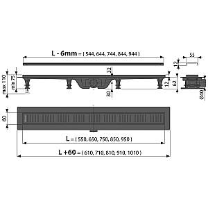 Rigola de dus Alcaplast APZ10BLACK-650M (106421)