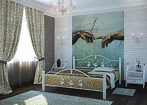 Pat Metall-Design Josephine 160x200 (picioare lemn) Alb