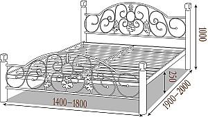 Pat Metall-Design Josephine 160x200 (picioare lemn) Alb