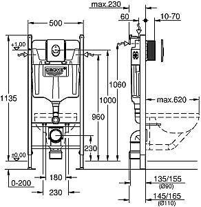 Instalatie wc incastrat cu cadru Grohe Rapid SL Project + clapeta Skate Air Crom (38745001)
