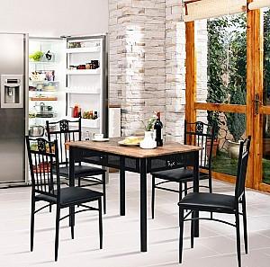 Set de masa si scaune Costway HW66276BK (Wood/Black)