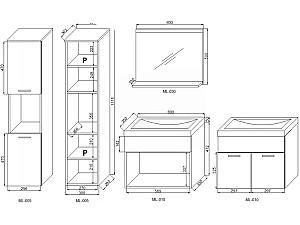 Set de mobila de baie Bratex Montreal White/White Gloss