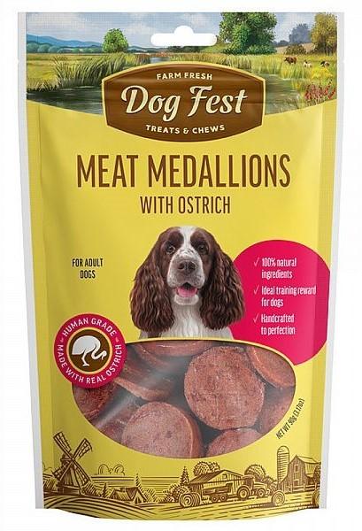 Snackuri pentru caini Dog Fest Medallions with ostrich 90g