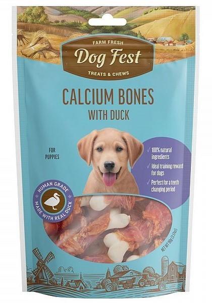 Snackuri pentru caini Dog Fest Calcium bones with duck 90g