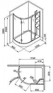 Cabina de dus Aquaform Etna 1200x850 Right (14098)