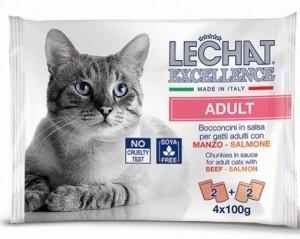 Hrana umeda pentru pisici Monge LECHAT EXCELLENCE POUCH FLOW PACK ADULT Beef/Salmon 400gr