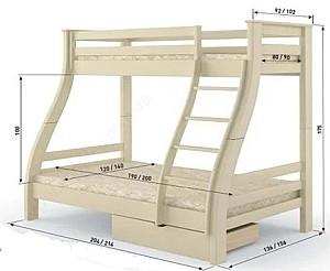 Pat copii MebiGrand Alaska 140х90х200 cm Fildes(Bej)