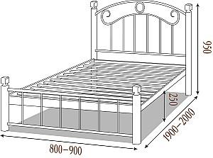 Pat Metall-Design Monro 90x190 (picioare lemn) Negru/Mar