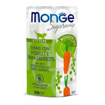 Hrana umeda pentru pisici Monge POUCH SUPREME KITTEN Tuna/Peas/Baby Carrot 80gr