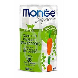 Hrana umeda pentru pisici Monge POUCH SUPREME KITTEN Tuna/Peas/Baby Carrot 80gr