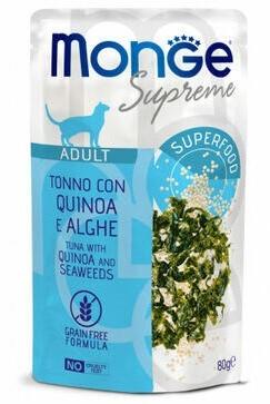Hrana umeda pentru pisici Monge POUCH SUPREME ADULT Tuna/Quinoa/Seaweeds 80gr