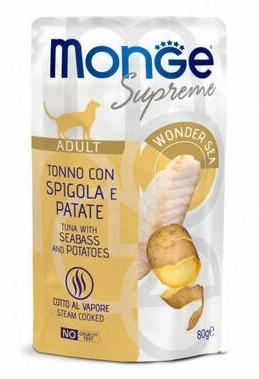 Hrana umeda pentru pisici Monge POUCH SUPREME ADULT Tuna/Seabass/Potatoes 80gr