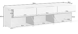 Tumba pentru televizor Helvetia Cross 3D3S Alb/Negru