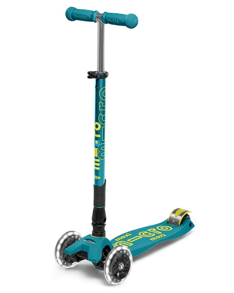 Trotineta Micro Maxi Deluxe Foldable LED Petrol Green