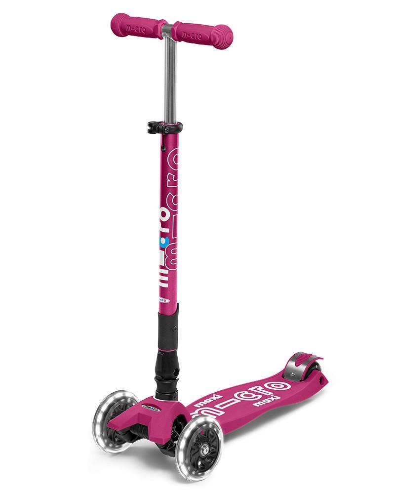Trotineta Micro Maxi Deluxe Foldable LED Berry Red