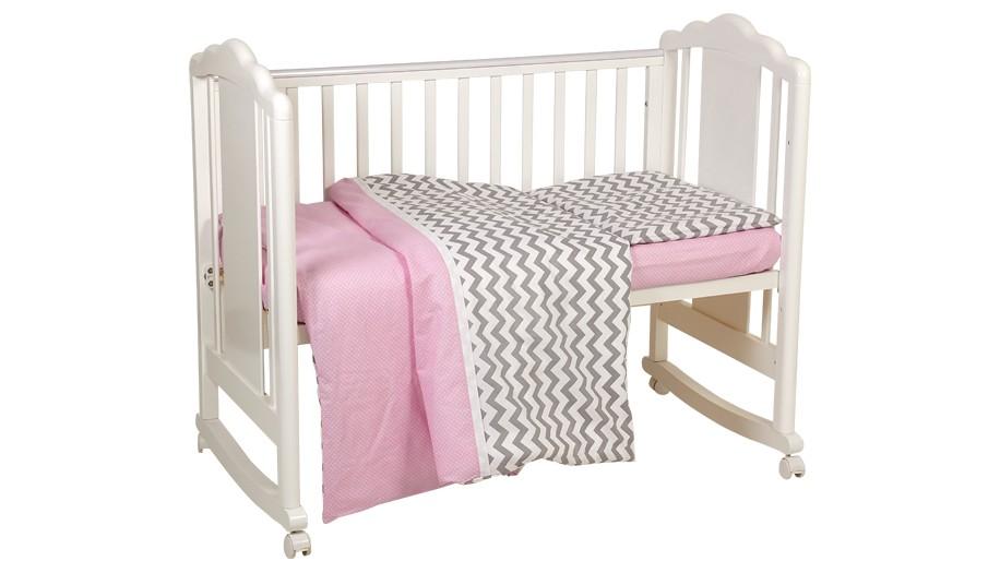 Lenjerie de pat Polini Kids ZigZag 3 unități Grey-Pink