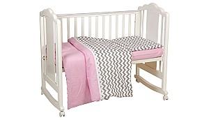 Lenjerie de pat Polini Kids ZigZag 3 unități Grey-Pink