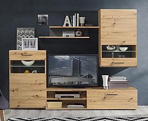 Living FORTUNA Murphy 228.2x184x41.3 Stejar Artisanal (Maro)/Beton Închis (Gri)