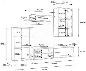 Living FORTUNA Murphy 228.2x184x41.3 Stejar Artisanal (Maro)/Beton Închis (Gri)