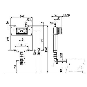 Rezervor WC Alcaplast BASICMODUL SLIM AM1112