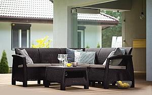 Set mobila de gradina Keter Corfu II Relax Set Brown(Maro)/Oat(Bej)