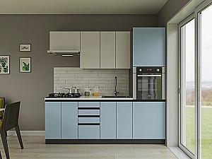 Set mobila bucatarie Confort-NV Alfa 2.2 m Nymphaea Alba / Surf Blue