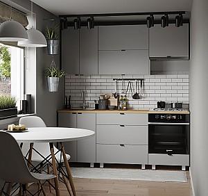 Set mobila bucatarie Fabrik Home Como MDF 2000 mm Gri deschis mat