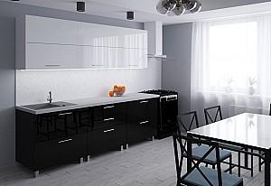 Set mobila bucatarie PS Garis (High Gloss) 2.4 m White/Black