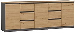 Comoda TopEshop Costa 3D6S Antracit (Gri)/Stejar Artisanal (Maro)
