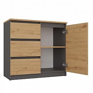 Comoda TopEshop Costa 3D6S Antracit (Gri)/Stejar Artisanal (Maro)