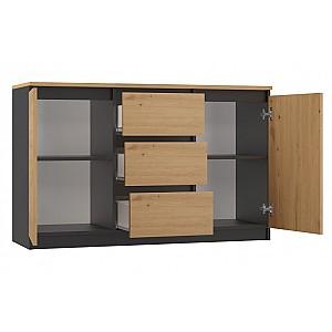 Comoda TopEshop Costa 3D6S Antracit (Gri)/Stejar Artisanal (Maro)