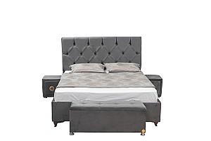 Pat VLM Button-2 (156931)+ Clasic 160x200 (55586), tapitat, de 2 persoane, cu saltea
