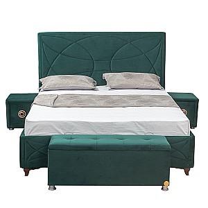 Pat VLM Mert-10 (163611) + Clasic 160x200 (55586), tapitat, de 2 persoane, cu saltea