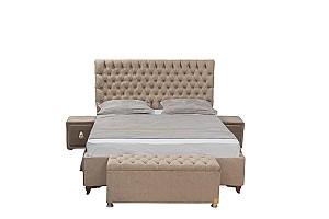 Pat VLM Button-1 (156930)+ Clasic 160x200 (55586), tapitat, de 2 persoane, cu saltea