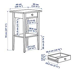 Noptiera de lux IKEA Hemnes 46x35 Alb