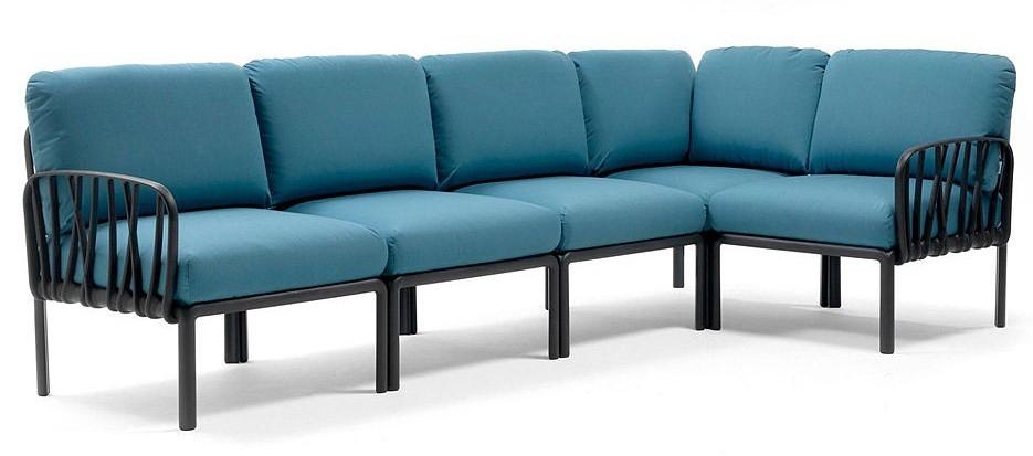 Canapea pentru gradina Nardi KOMODO 5 Sunbrella 40370.02.142 (5locuri) Antracit (Gri)/Adriatic (Albastru)