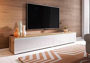 Tumba pentru televizor Bratex Lowboard D 180 Stejar Wotan (Cafeniu)/Alb Luciu