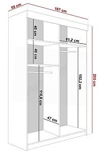 Dulap-cupe Prime Furniture Lamaro 167x205x59 Alb/Negru