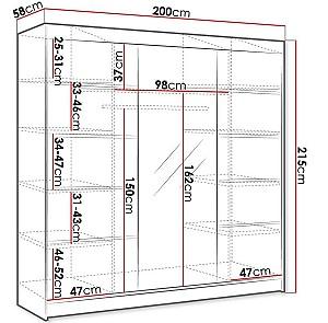 Dulap-cupe Space Meble Derby VI 200x215x58 Alb Mat