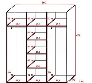Dulap-cupe Prime Furniture Retro 3 200x205x59 Grafit (Gri)/Alb/Negru