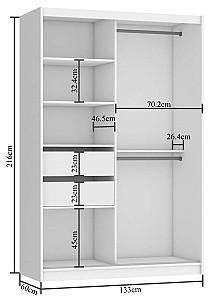 Dulap-cupe Belini Premium ME SZP6/1/W/W/0/KLAL Alb Mat/Alb