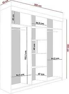 Dulap-cupe Prime Furniture Bill 3 200x205x59 Alb/Grafit (Gri)