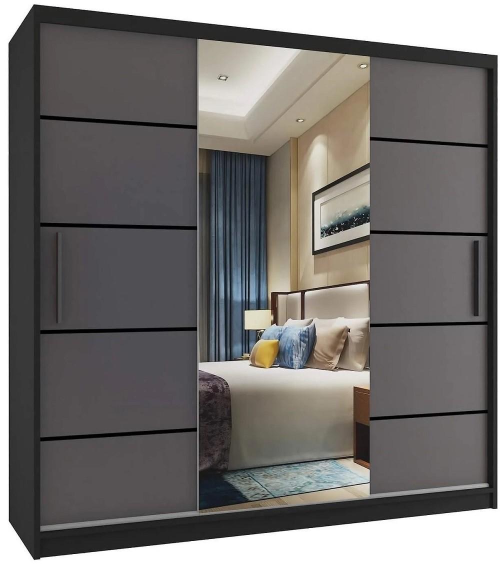 Dulap-cupe Belini Premium MT SZP5/1/B/SR/0/KLP Gri Grafit/Negru