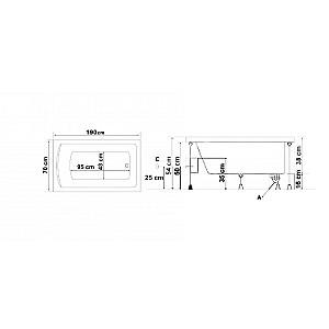 Cadă de baie Stelle Banyo Milas (70x190) White