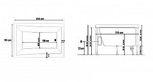 Cadă de baie Stelle Banyo Samos (90x150) White