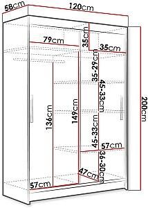 Dulap-cupe Space Meble Miami I 120x200x58 Alb Mat