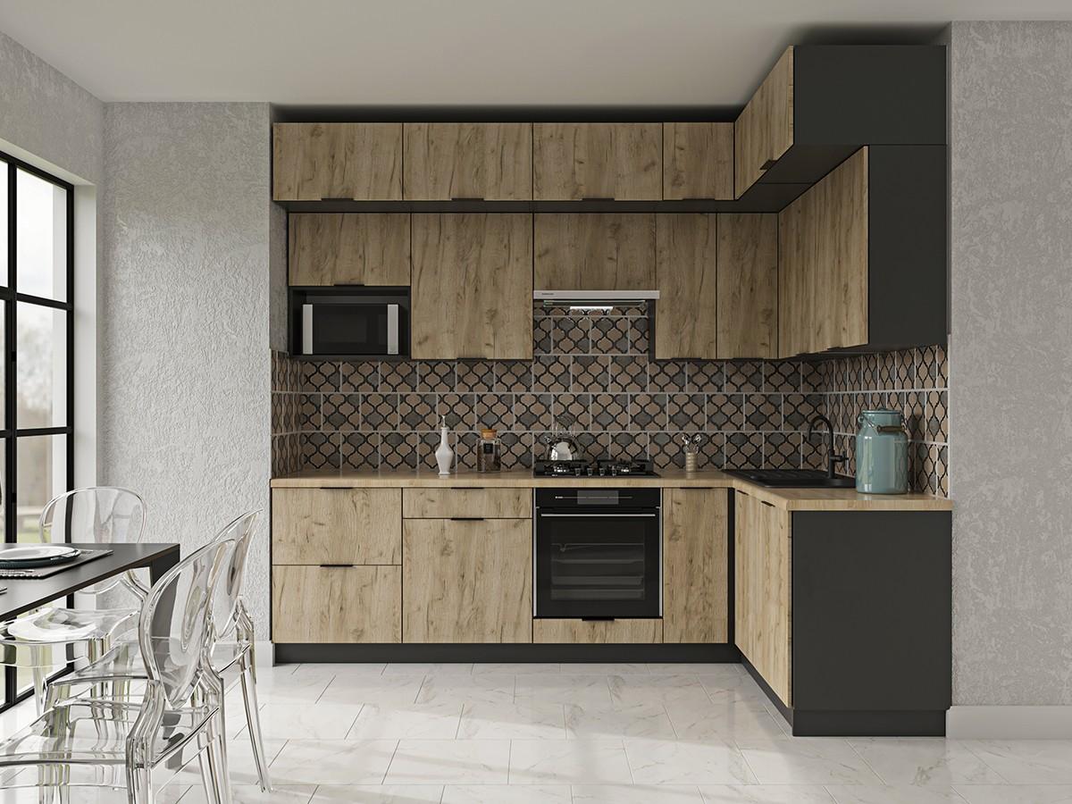 Set mobila bucatarie Confort-NV Craft 2.7x1.4 m Grey Craft Oak