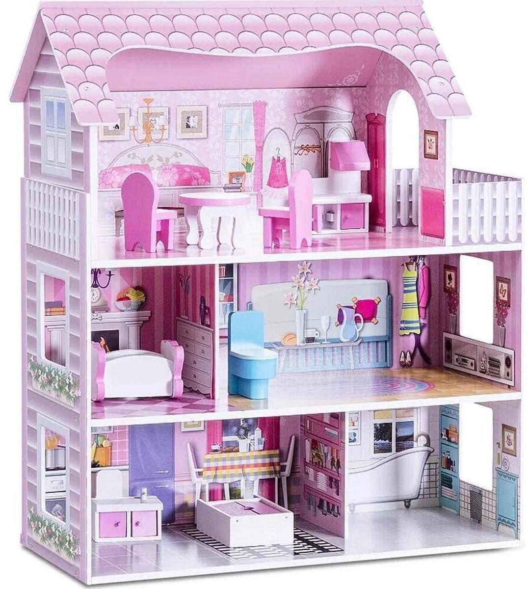 Casuta pentru papusi Costway HW56619 Pink