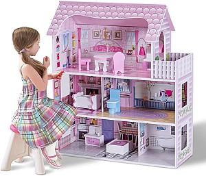 Casuta pentru papusi Costway HW56619 Pink