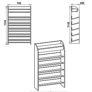 Raft pentru incaltaminte KompaniT TO-10 NEW Atelie Deschis(Gri)